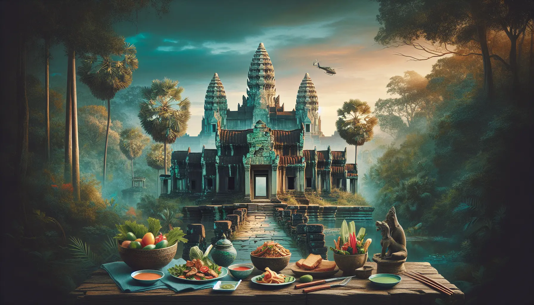 Vista panoramica dei templi di Angkor immersi nella giungla cambogiana