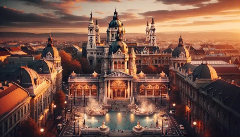 Vista panoramica di Budapest con il Danubio e il Palazzo del Parlamento sullo sfondo