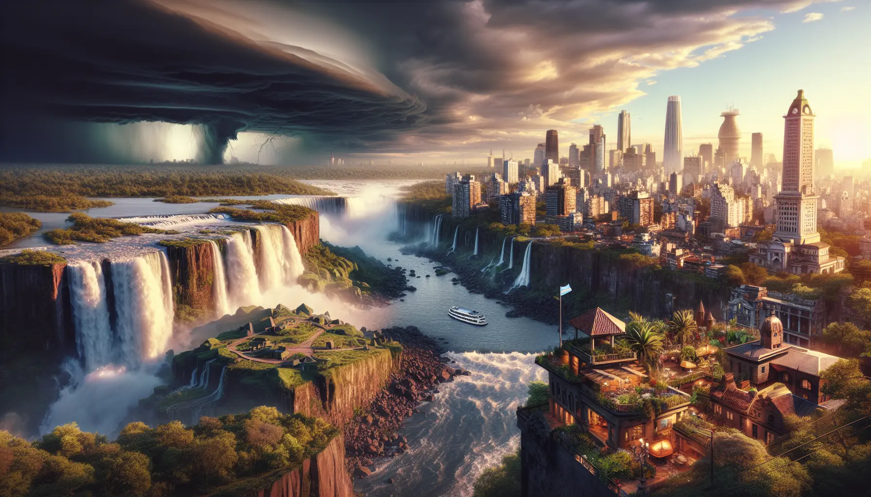 Vista panoramica delle Cascate di Iguazù, una delle meraviglie naturali dell'Argentina.