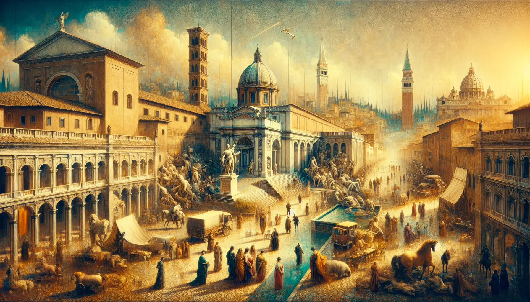 Ritratto di Giulio II, il Papa Guerriero, circondato da opere d'arte rinascimentale.