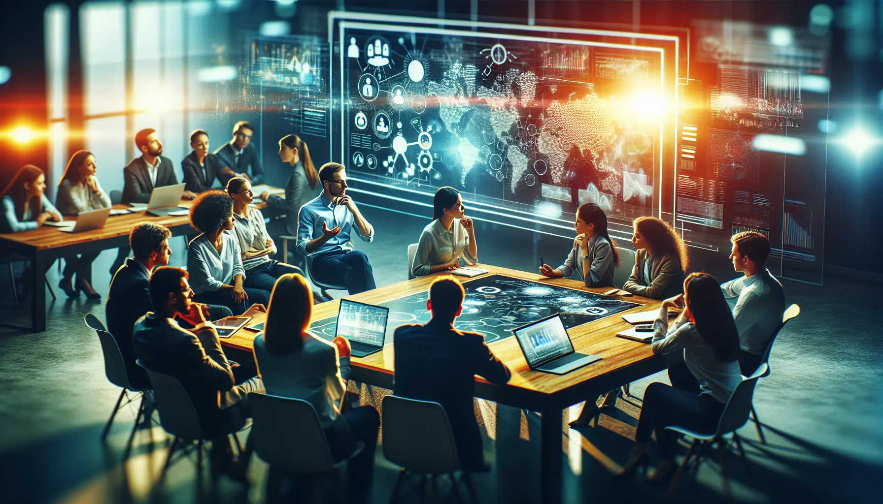 Un gruppo di persone che collabora attorno a un tavolo, discutendo idee e strategie per migliorare l'apprendimento.