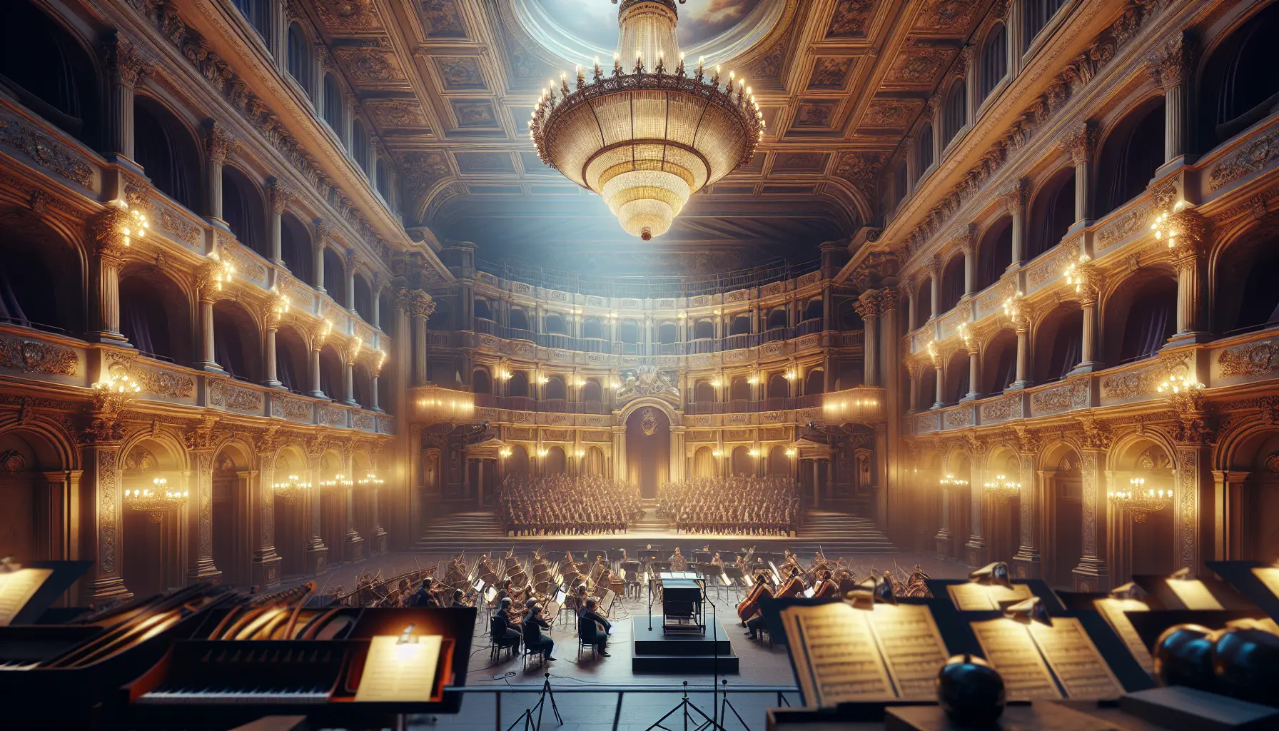 Interno del Teatro alla Scala con poltrone rosse e lampadari scintillanti
