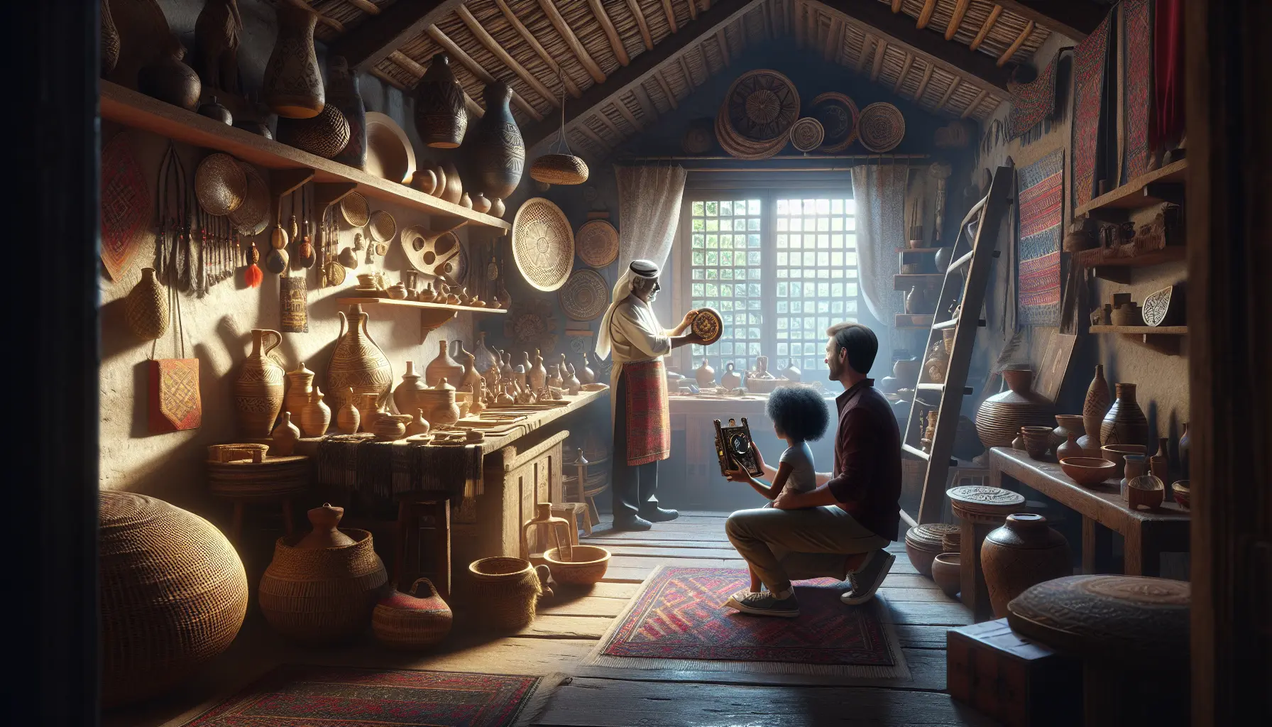 Bambini che partecipano a un laboratorio di ceramica tradizionale in una località culturale.