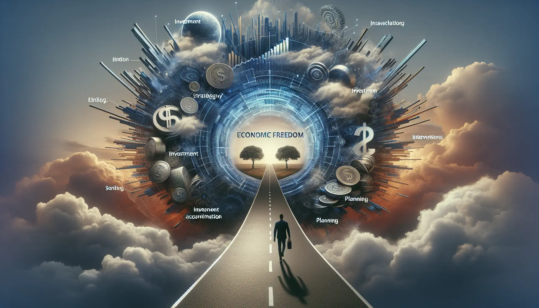 Un'immagine evocativa che rappresenta il concetto di investimenti e strategie finanziarie, con simboli di crescita e opportunità.