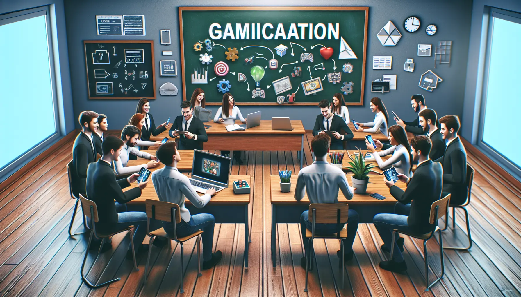 Studente che utilizza un'app di gamification per apprendere in modo interattivo.