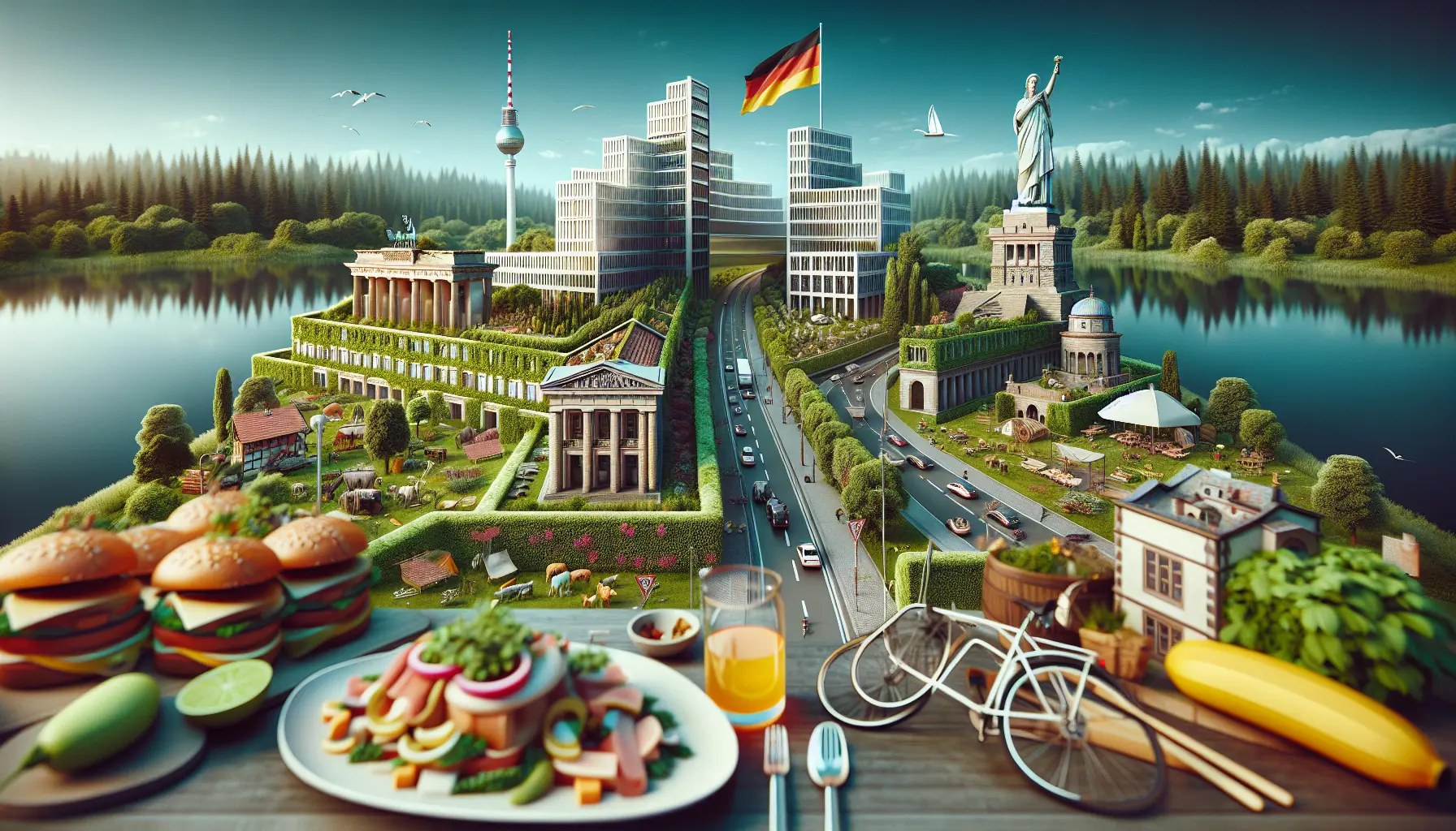 Un panorama incantevole della Germania che mostra la bellezza della storia e dell'architettura, con castelli e paesaggi verdi.