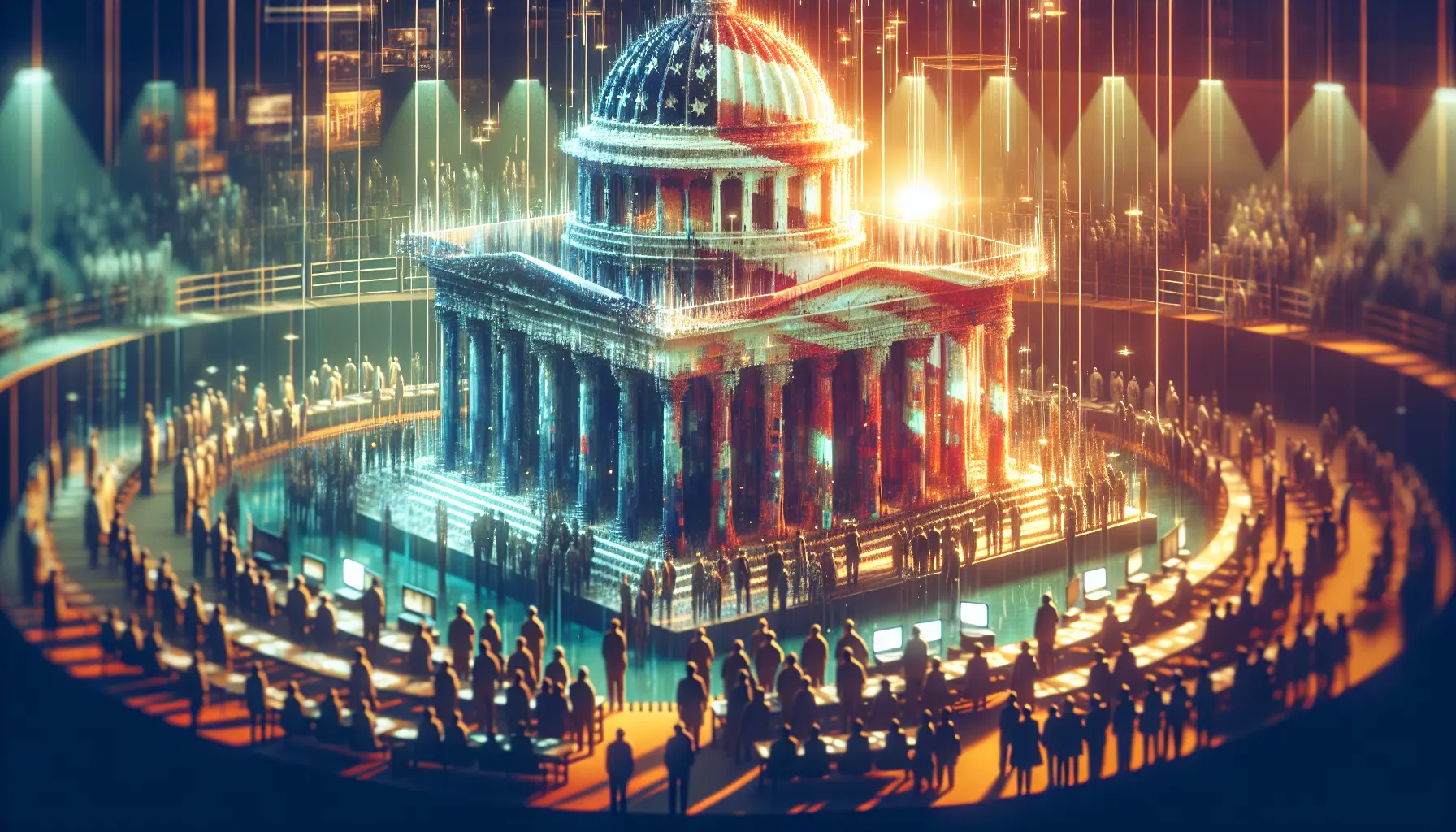 Un gruppo di persone in fila per votare in un seggio elettorale, rappresentando l'importanza della partecipazione democratica.