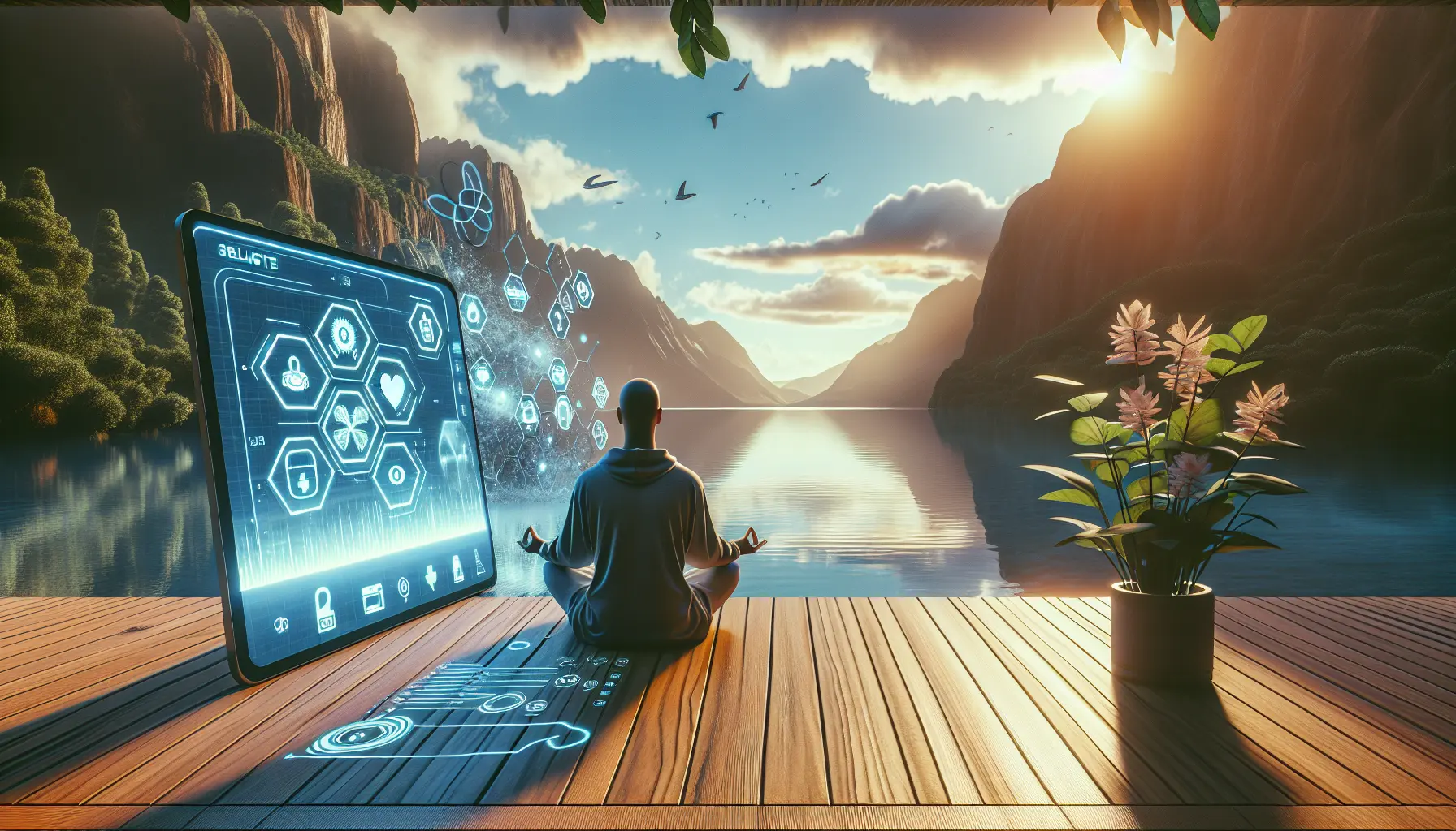 Un giardino sereno con fiori che simboleggiano la rinascita e il benessere mentale.