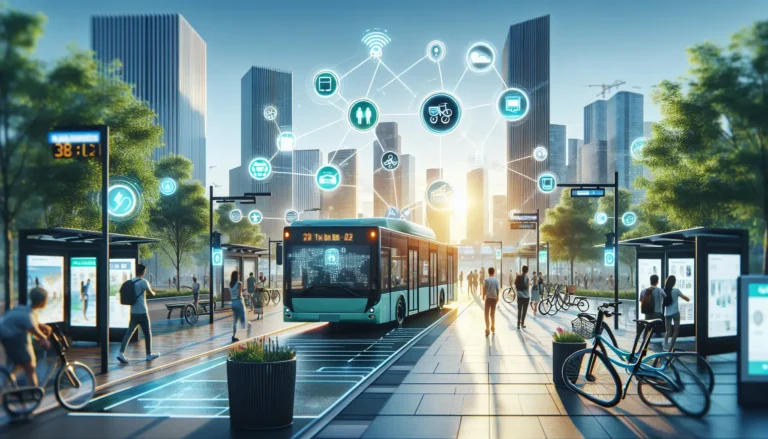 Panorama di una città smart con tecnologia avanzata e spazi verdi