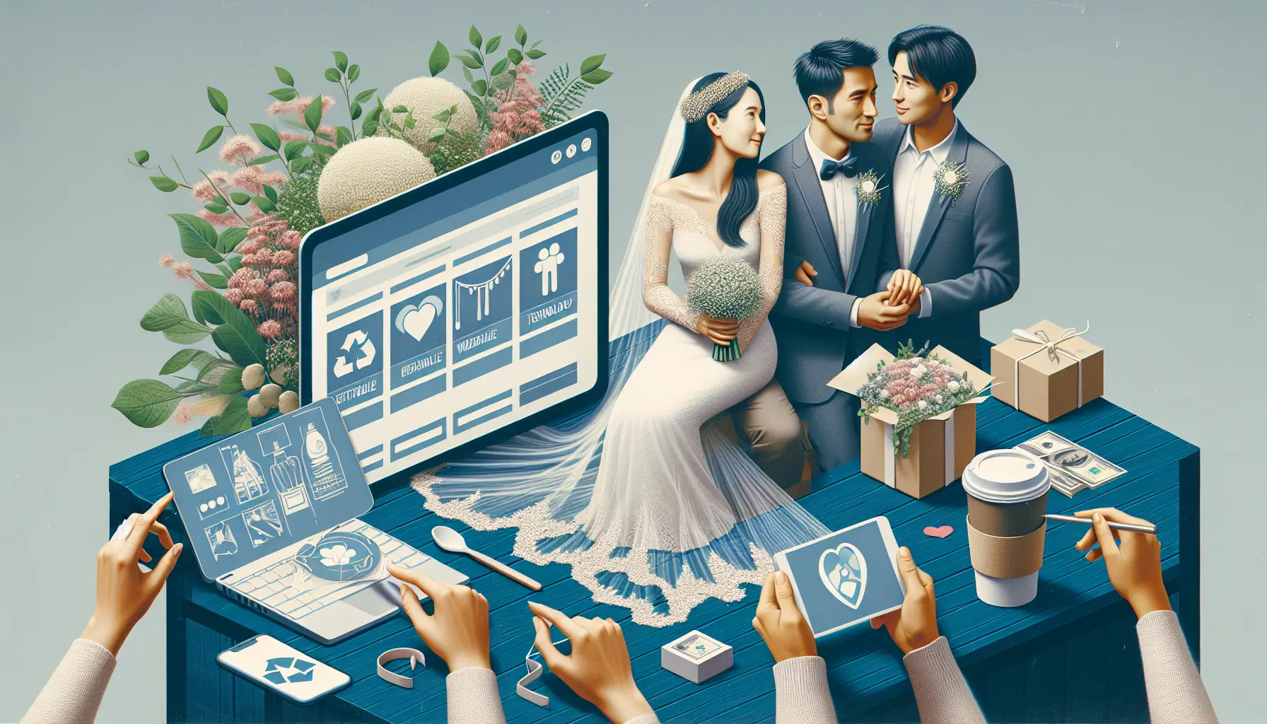 Un matrimonio elegante con decorazioni sostenibili e un'atmosfera personalizzata.