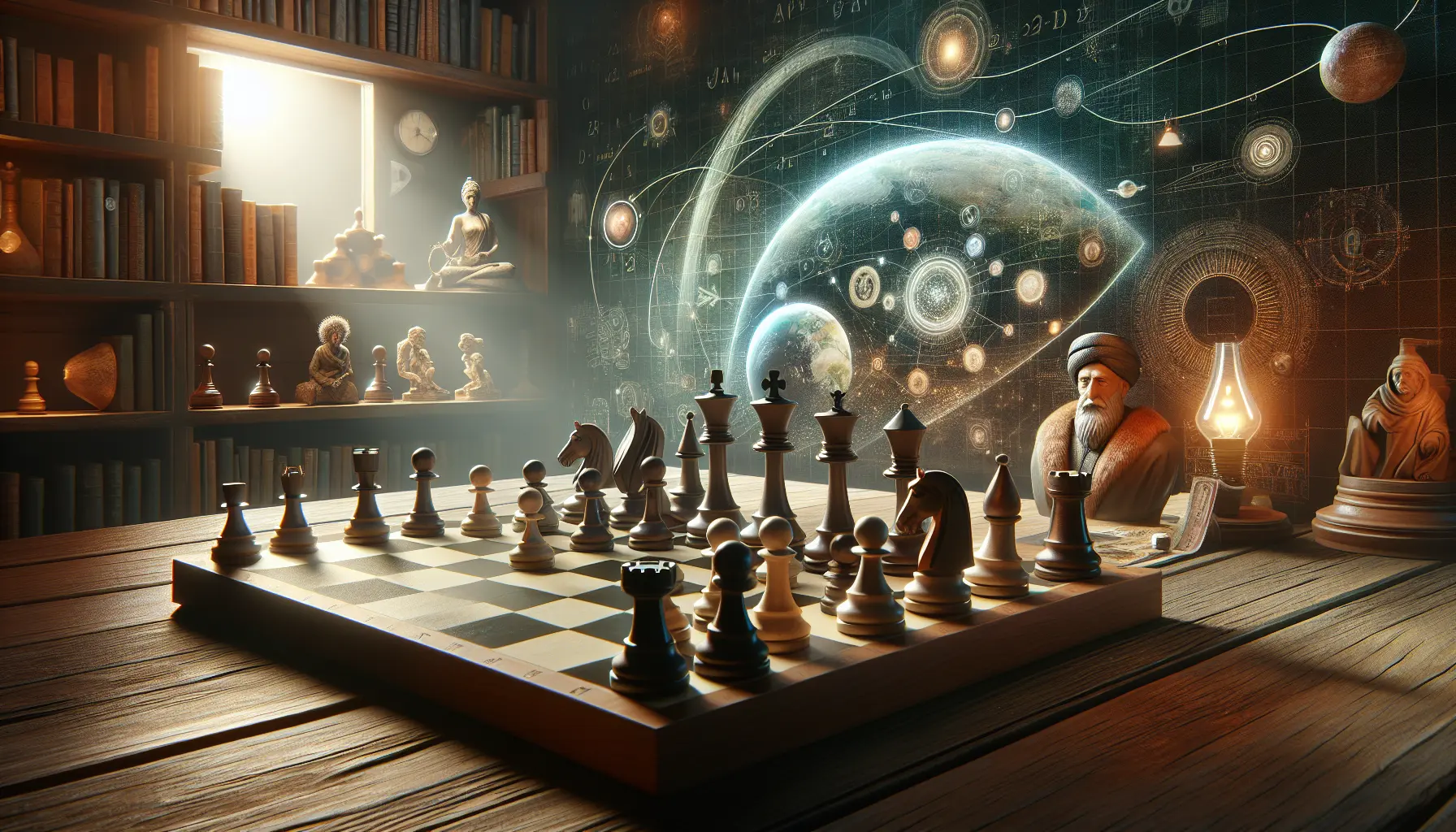 Una scacchiera con pezzi di scacchi in legno, simbolo di strategia e intelligenza.