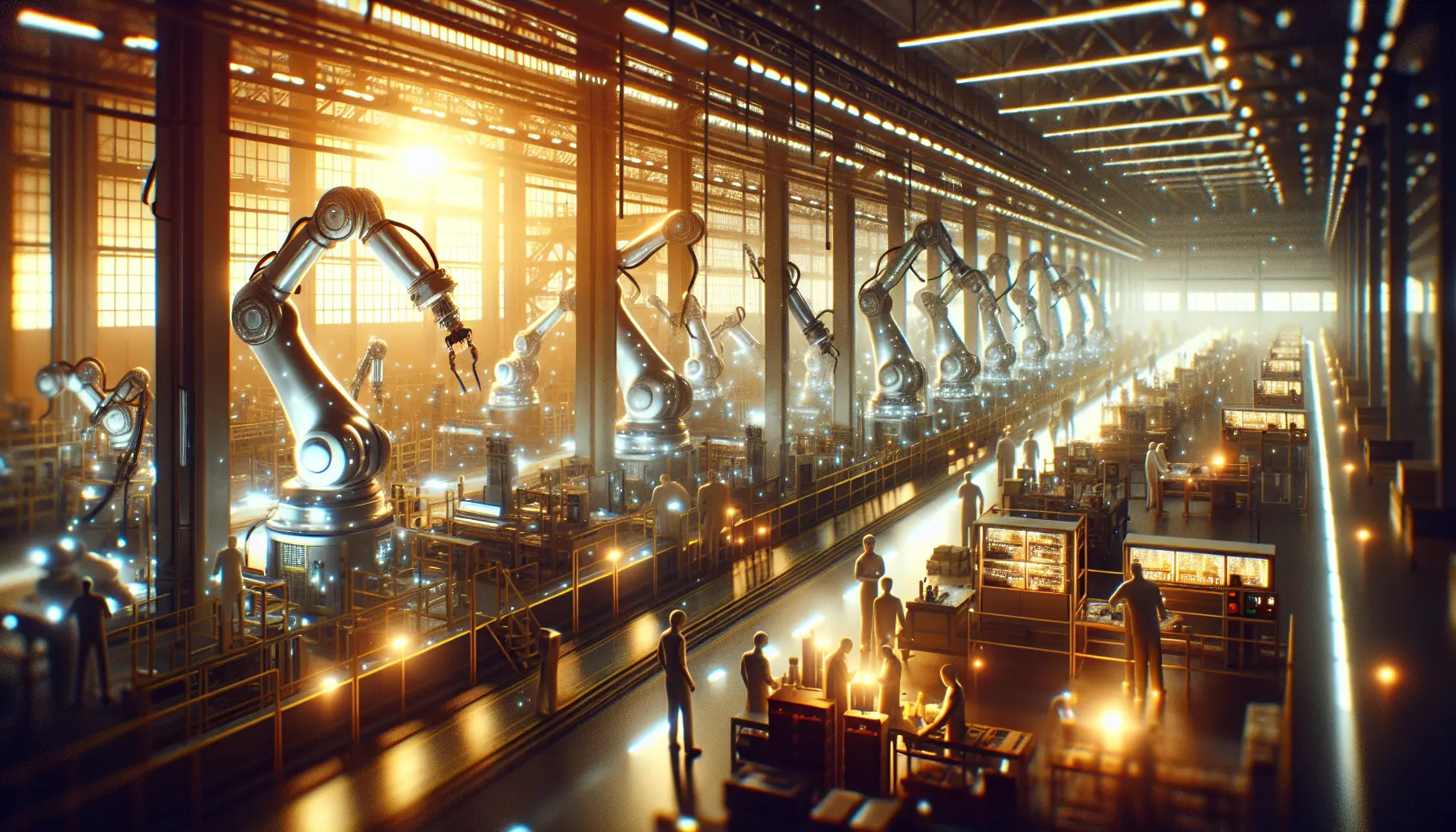 Un robot industriale in azione in un ambiente di produzione, evidenziando l'integrazione della tecnologia nella manifattura.