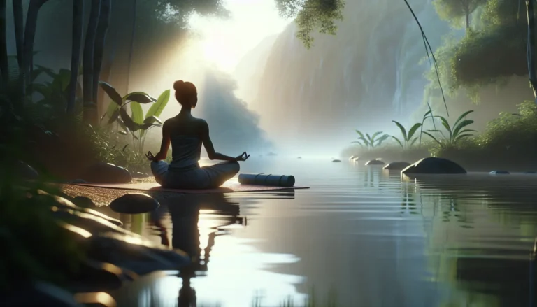 Persona che pratica mindfulness in un ambiente sereno, concentrandosi sulla respirazione in un momento di calma.