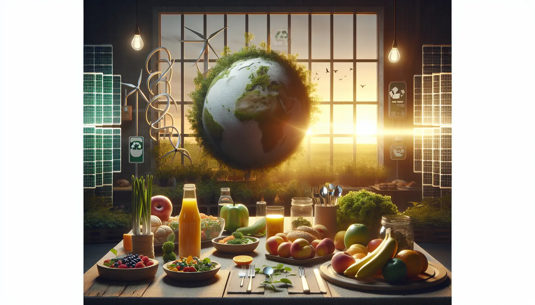 Un piatto colorato e sano con frutta e verdura fresche, simbolo di una dieta sostenibile.