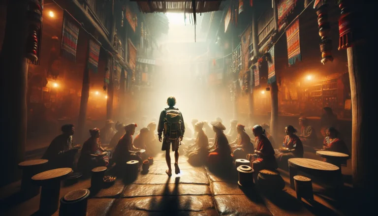 Viaggiatori immersi in un'esperienza culturale autentica, partecipando a un festival locale.