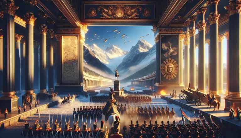 Ritratto di Napoleone Bonaparte in uniforme militare, simbolo di potere e ambizione.