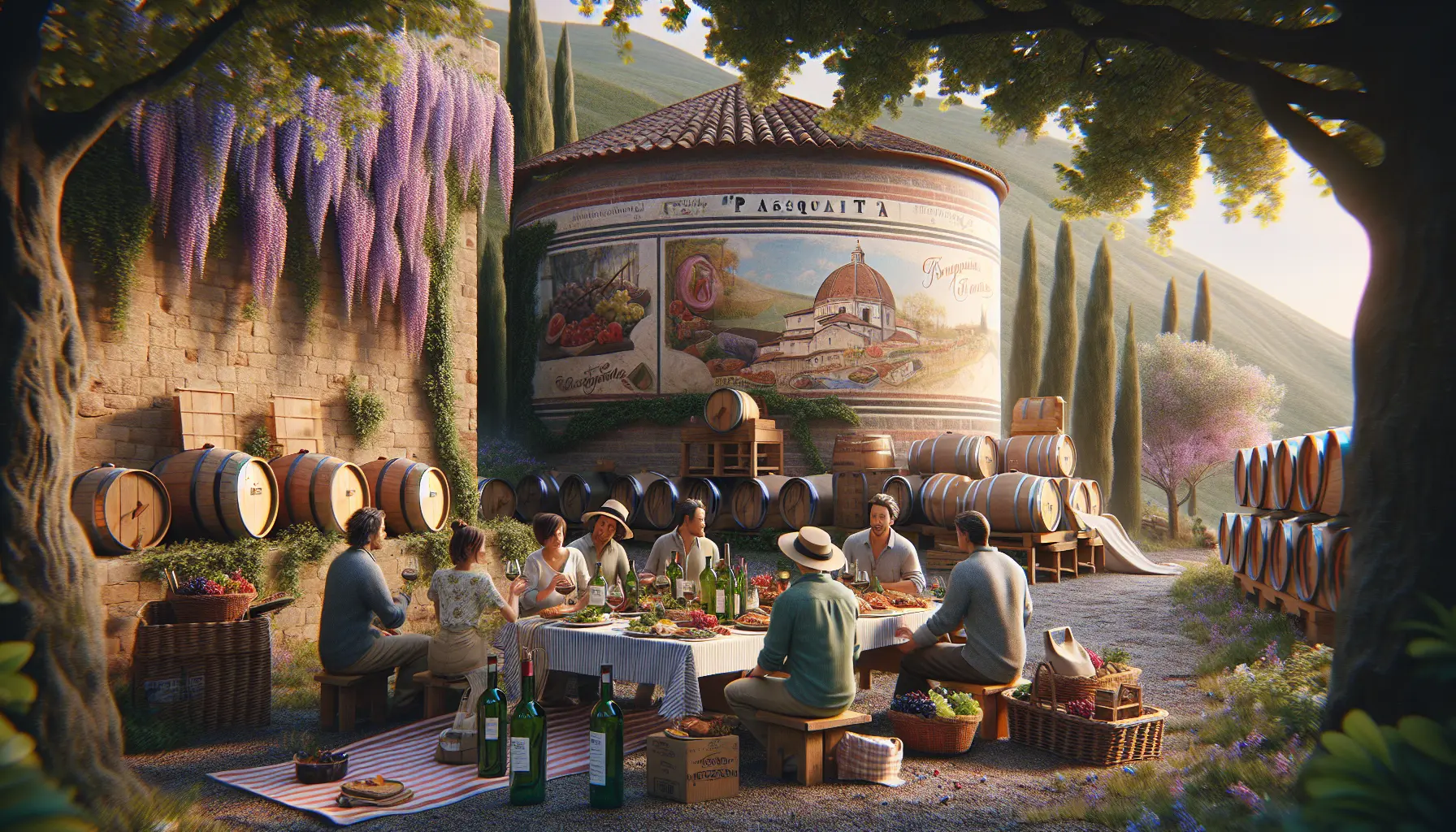 Un gruppo di amici che si diverte durante un pic-nic di Pasquetta in un parco soleggiato.