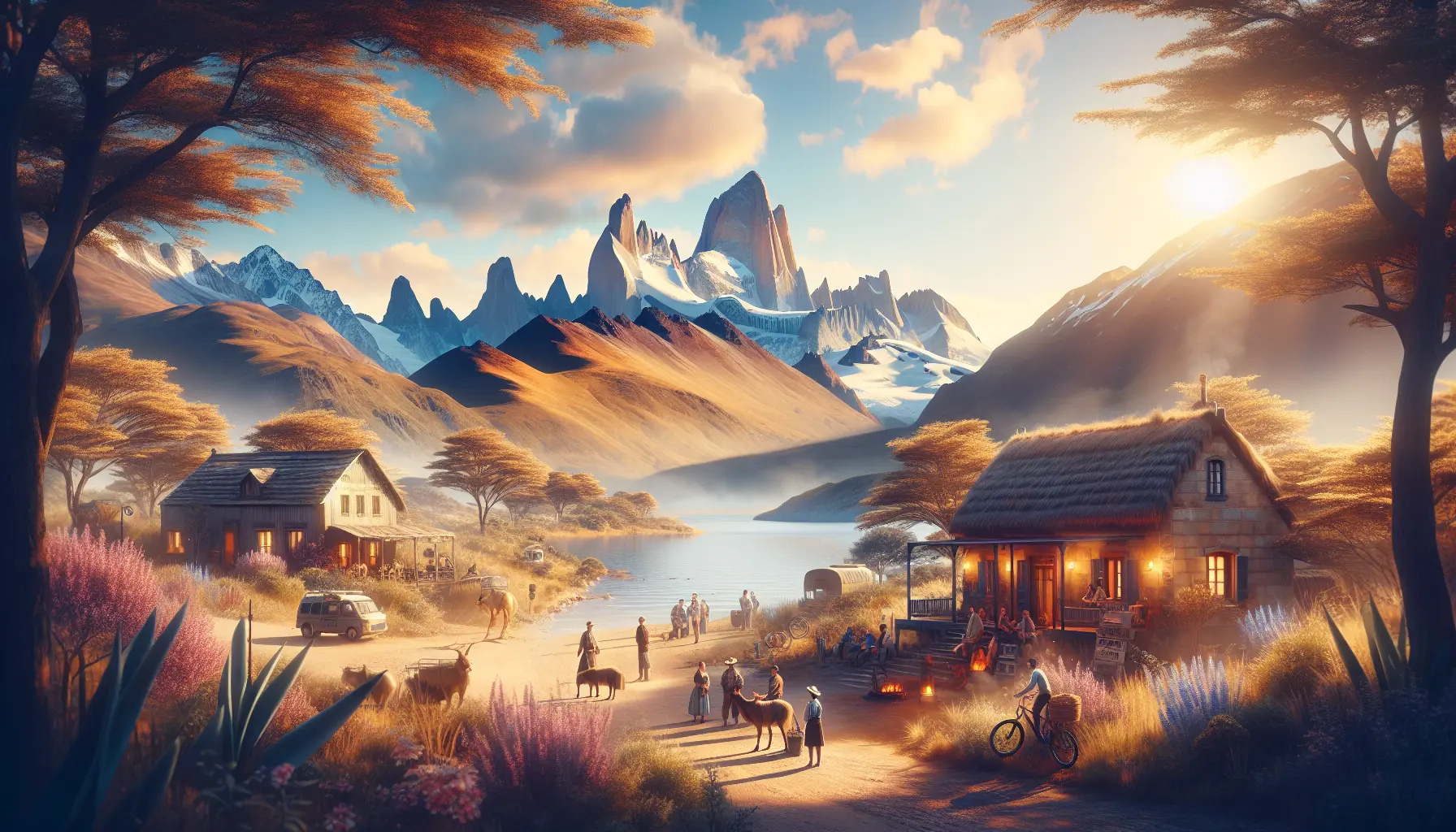 Paesaggio della Patagonia argentina con montagne e laghi, rappresentante la bellezza naturale del paese.