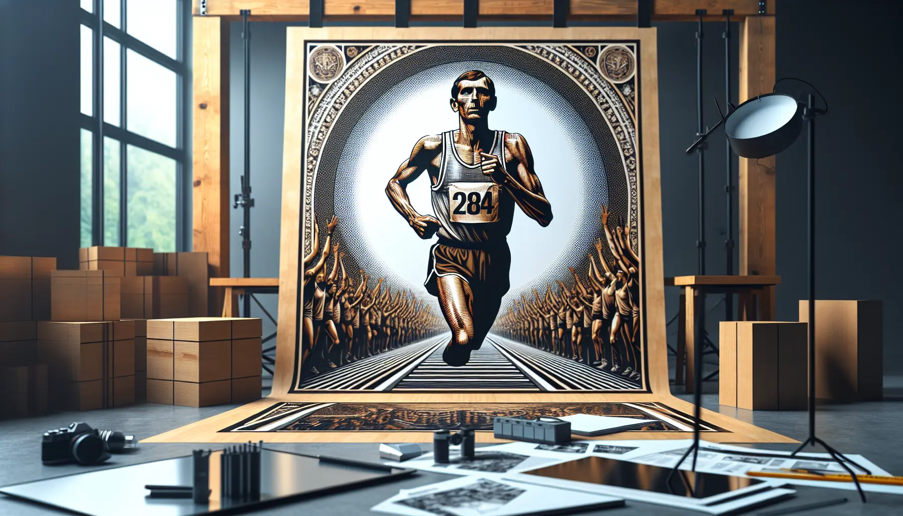 Spyridōn Louīs durante la maratona, un simbolo di determinazione e sportività.