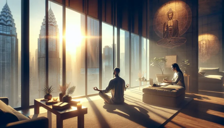 Un albero robusto che simboleggia la resilienza in un paesaggio naturale sereno.