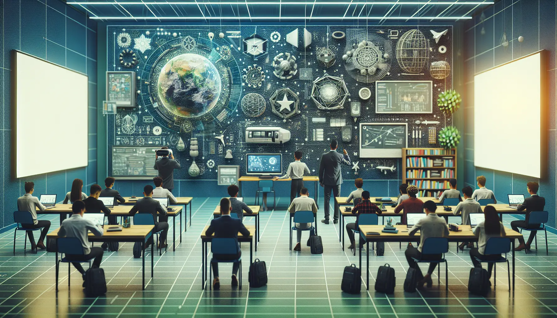 Studente che esplora un ambiente di apprendimento immersivo tramite tecnologia VR.