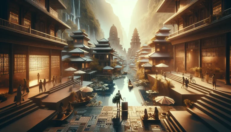 Un viaggiatore esplora un mercato locale, assaporando la cultura e le tradizioni del luogo.