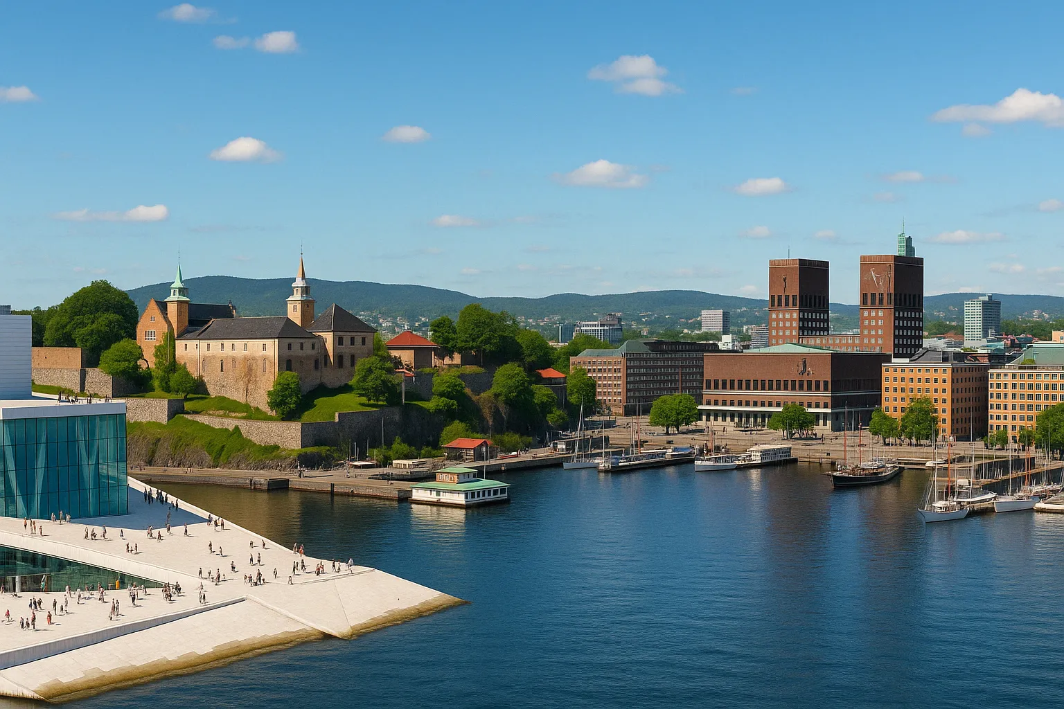 Panorama di Oslo con attrazioni culturali, natura e architettura moderna
