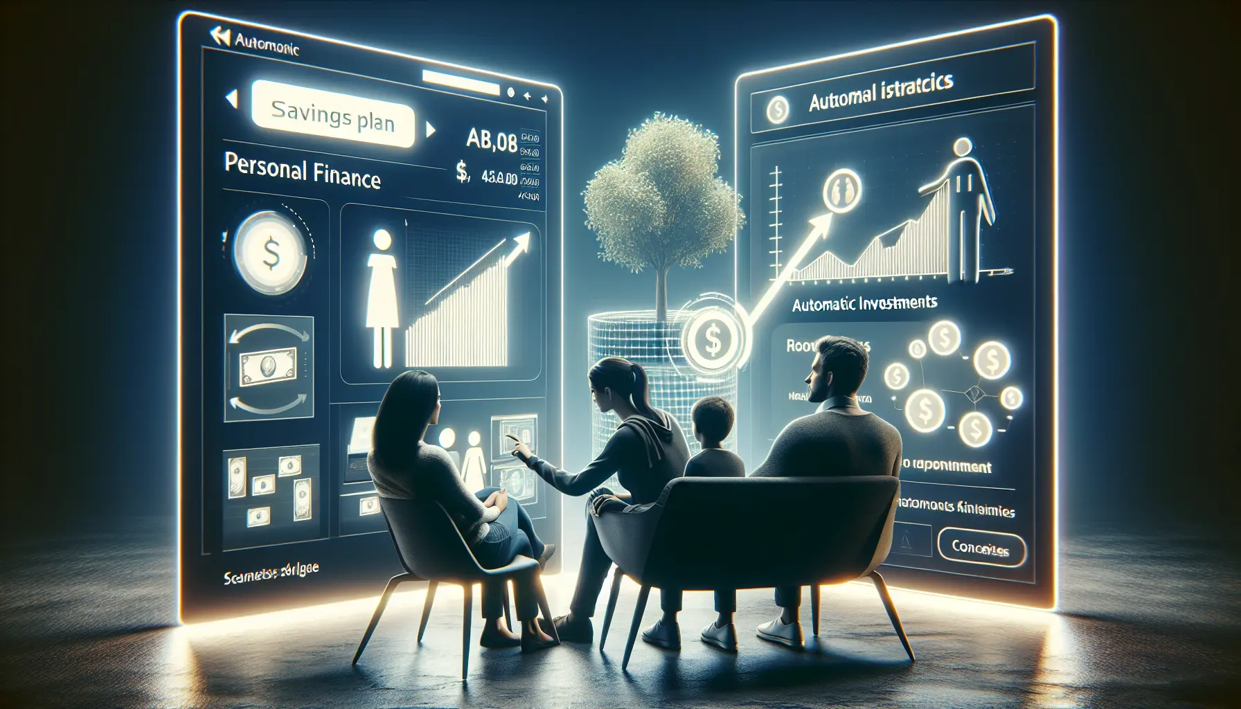 Un grafico che mostra l'andamento dei risparmi e degli investimenti nel tempo, rappresentando l'importanza dell'automazione nella gestione delle finanze familiari.