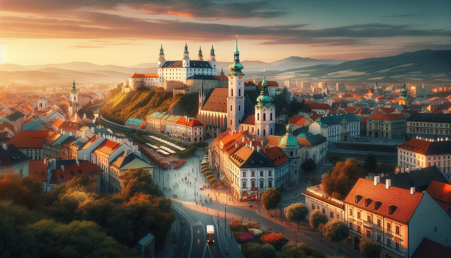 Vista panoramica del Castello di Bratislava con il fiume Danubio sullo sfondo