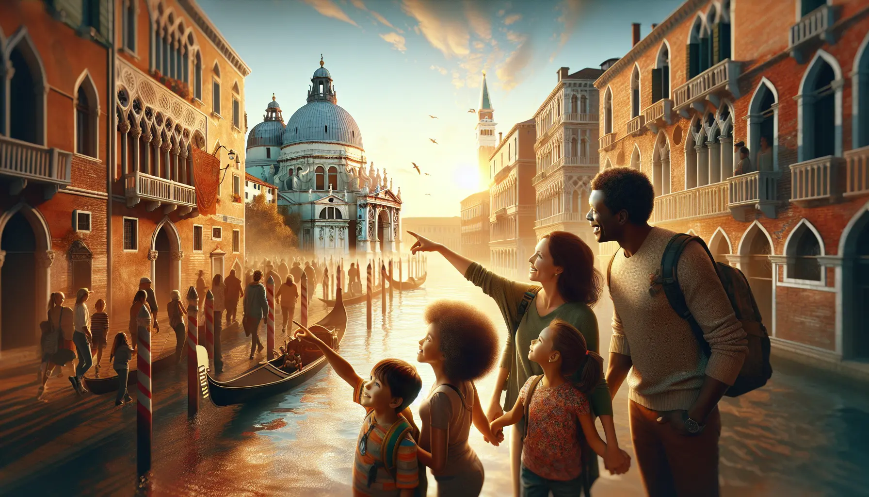 Famiglia che esplora una nuova cultura durante un viaggio