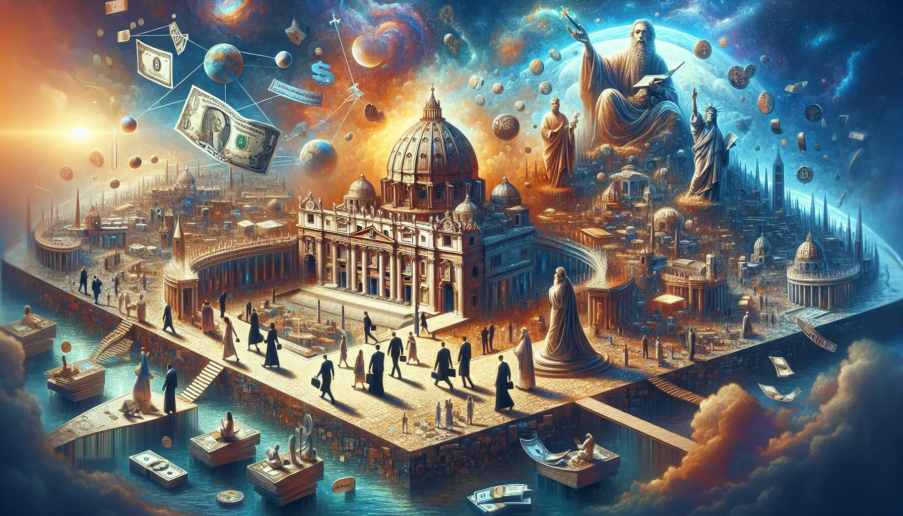 Vista panoramica del Vaticano con la Basilica di San Pietro sullo sfondo, simbolo di spiritualità e patrimonio culturale.