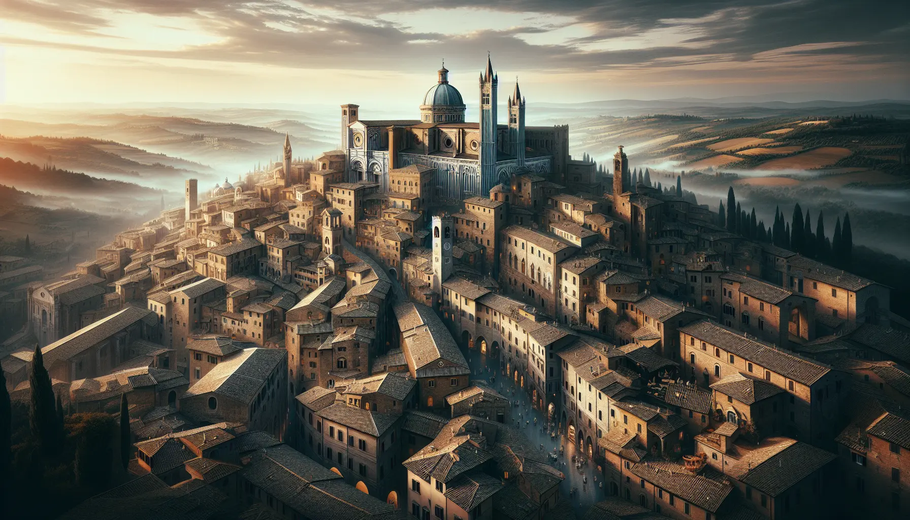 Vista panoramica della città di Orvieto con la sua Cattedrale e le colline circostanti