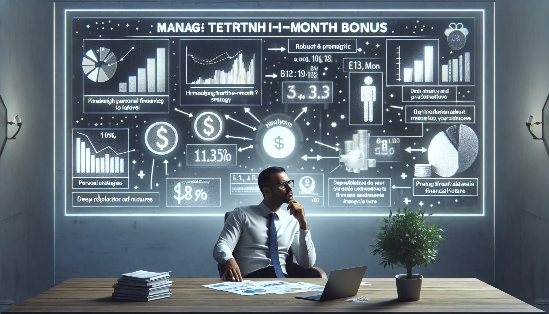 Un'immagine che rappresenta la gestione finanziaria, con un focus sulla tredicesima e le opportunità di investimento.