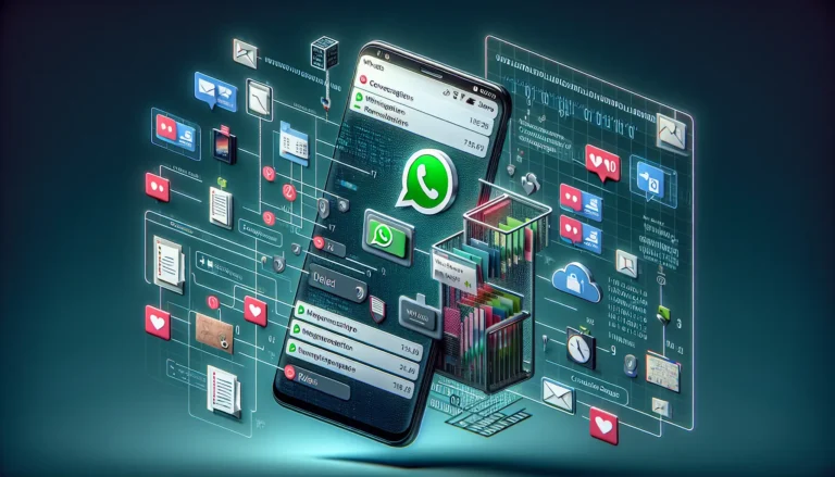 Un'immagine che rappresenta la gestione dello spazio di archiviazione su uno smartphone, con icone di WhatsApp e file digitali.