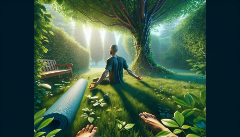 Un sentiero immerso nella natura con alberi e fiori, simbolo di salute e benessere.