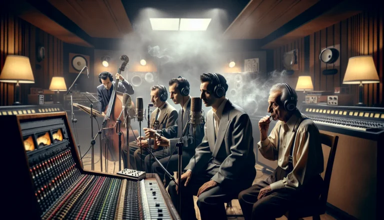 Immagine storica del Quartetto Cetra durante una performance musicale