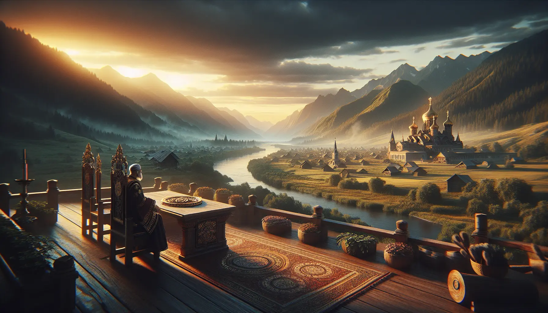 Rappresentazione artistica di un zar russo in abiti regali, simbolo di potere e autorità.