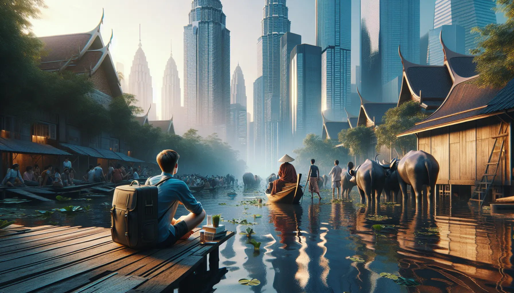 Bambini che esplorano una nuova cultura durante un viaggio all'estero, imparando e scoprendo il mondo.