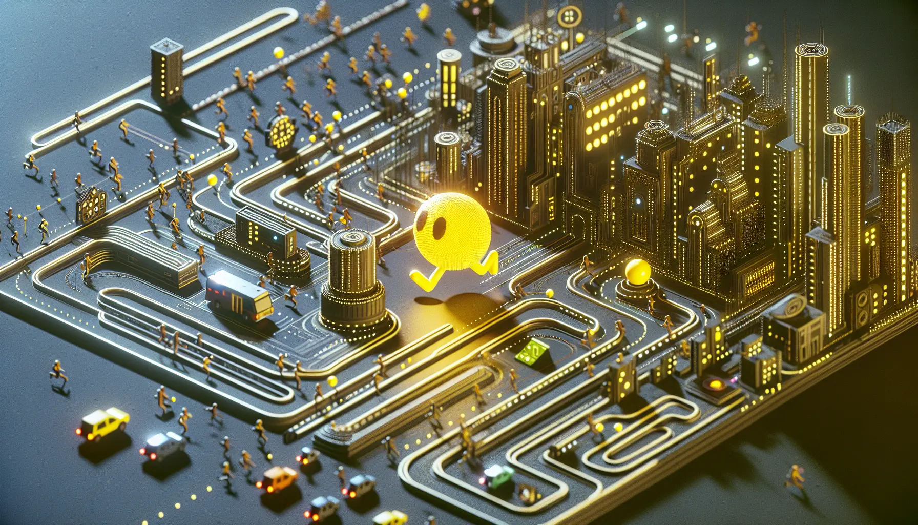 Un collage di immagini che rappresentano i giochi iconici di Namco come Pac-Man e Tekken, simboli della storia del gaming.