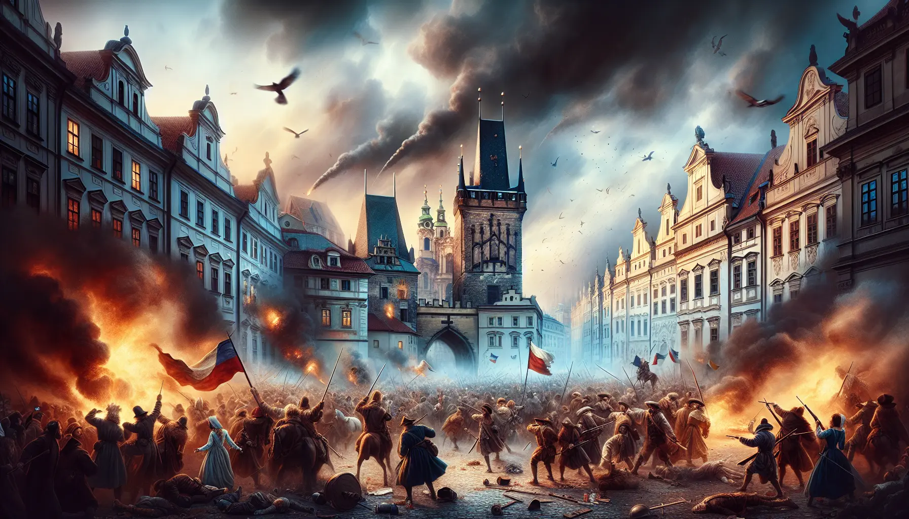 Un'immagine storica del Castello di Praga, luogo della defenestrazione che ha segnato l'inizio della Guerra dei Trent'Anni.