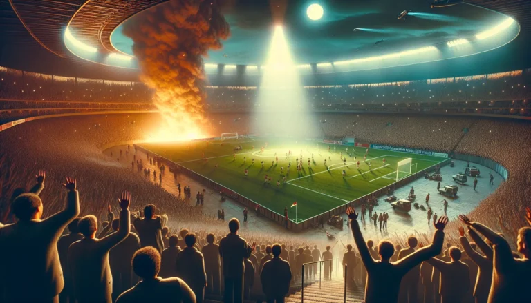 Un'immagine storica della finale di Coppa dei Campioni 1984-1985, con tifosi e giocatori in campo.