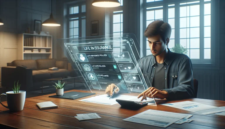 Un giovane adulto che consulta un esperto di assicurazioni per scegliere la polizza vita giusta.