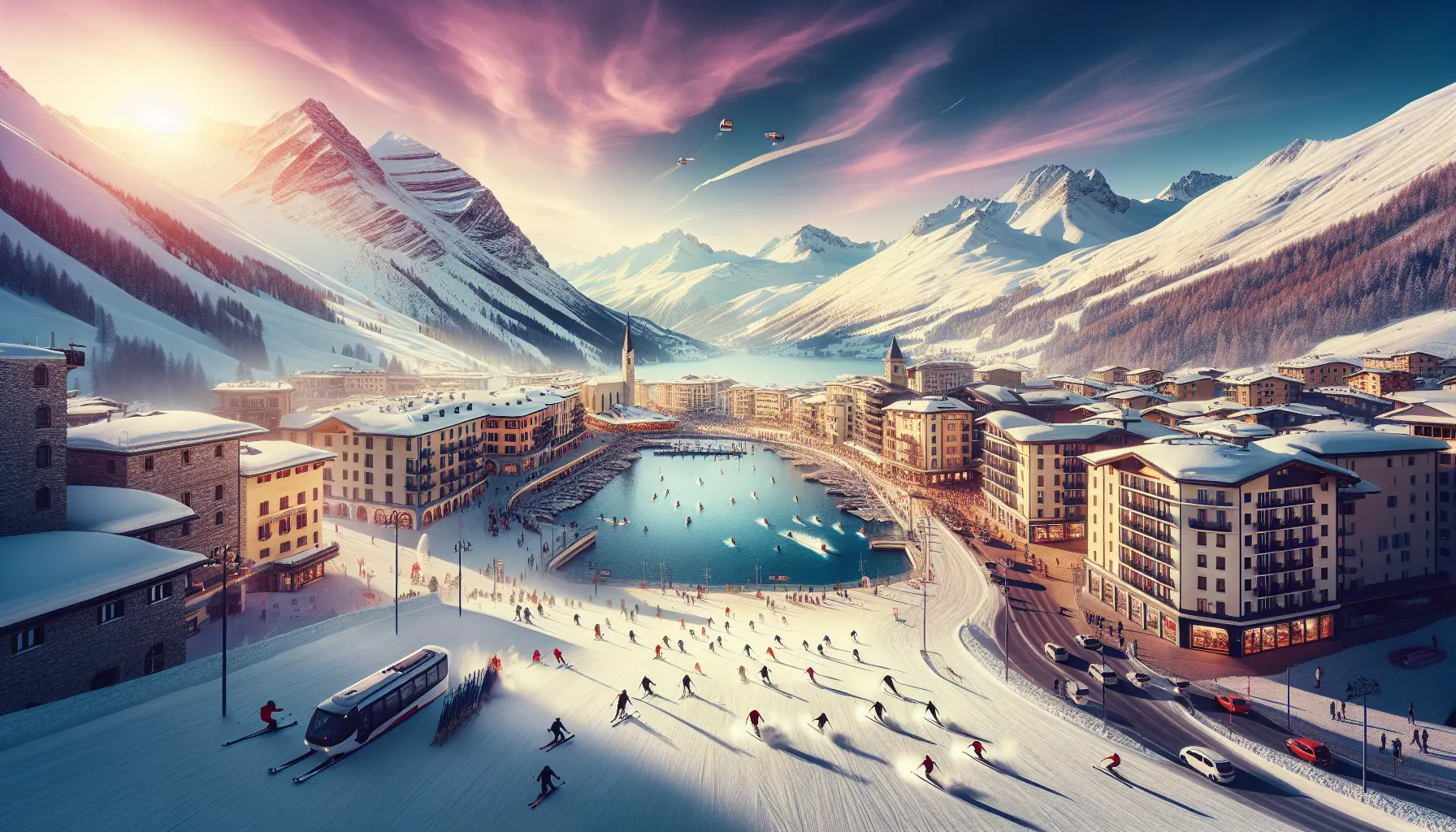 Vista panoramica di Livigno con le sue montagne e piste da sci