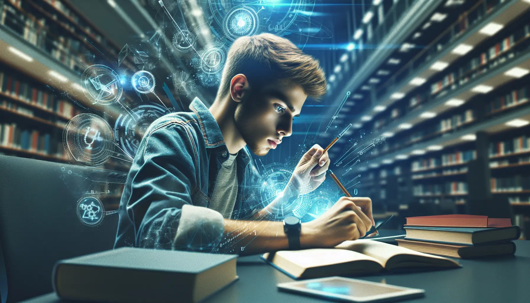 Studente che studia usando tecniche di apprendimento attivo e mappe mentali