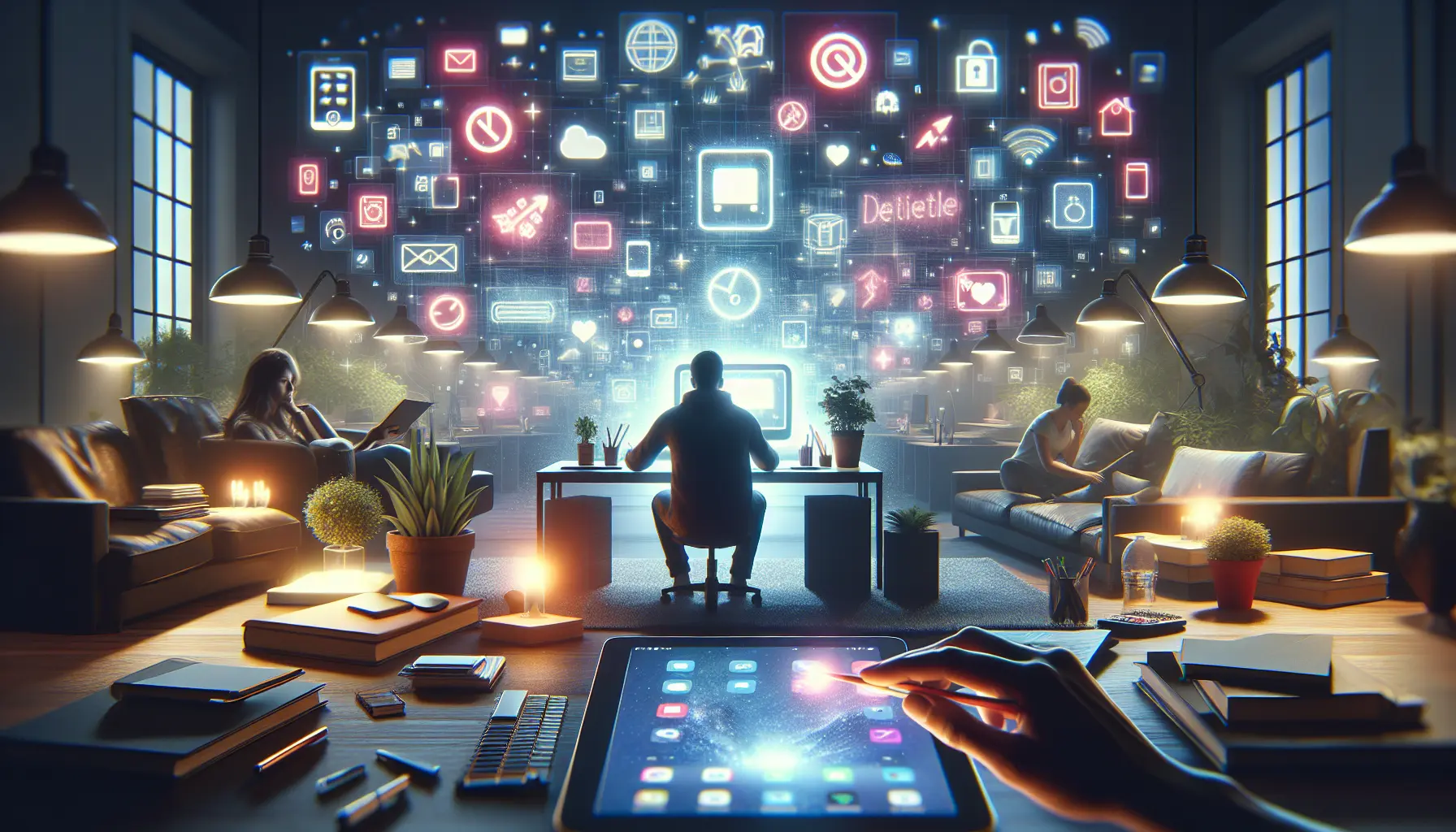 Una persona che legge un libro in un ambiente sereno, lontano dalla tecnologia
