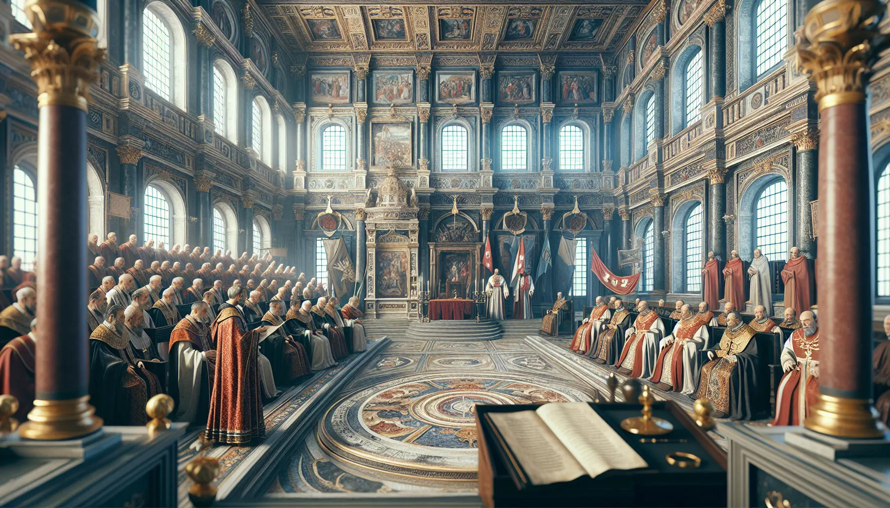 Ritratto di Ottone III di Sassonia, imperatore del Sacro Romano Impero, con simboli di potere e cultura medievale.