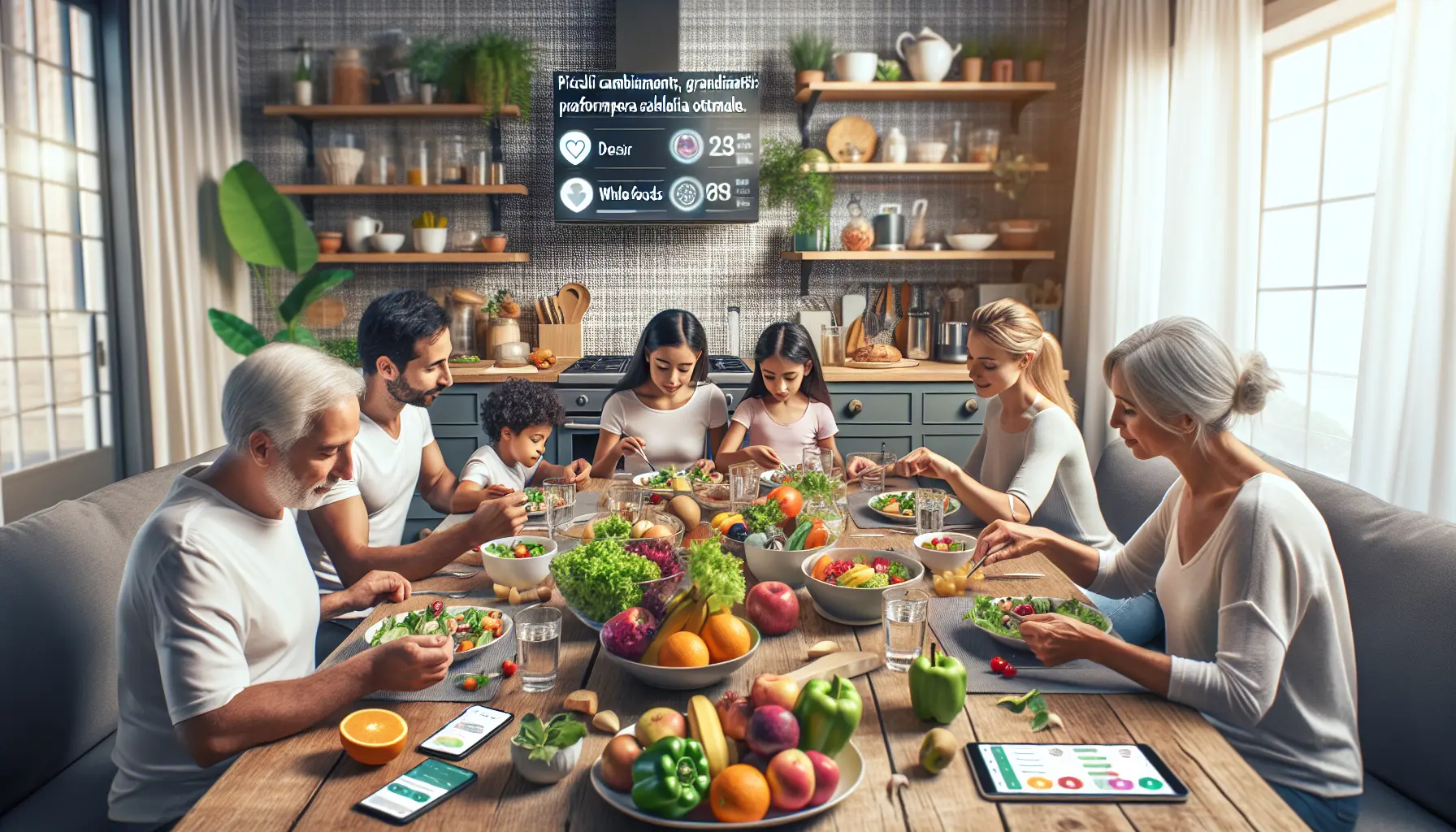 Un tavolo imbandito con piatti di frutta e verdura fresca, simbolo di una dieta sana e bilanciata.