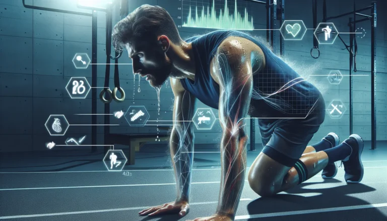 Un atleta che pratica meditazione in un ambiente naturale, simboleggiando il benessere fisico e mentale.