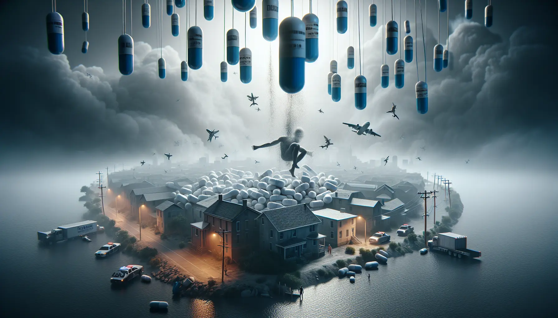 Rappresentazione grafica di una comunità che affronta la crisi del fentanyl, evidenziando l'unità e la prevenzione.