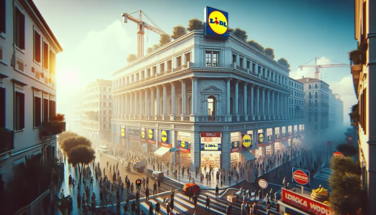 Un supermercato Lidl con scaffali e prodotti in evidenza, simbolo dello sciopero nazionale in corso.